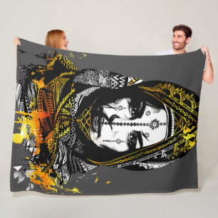 Manta Polar Intrincado retrato de mujer tribal