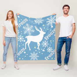 Manta Polar Invernadero Copos de nieve azul