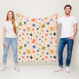 Manta Polar Invierno Acogedor con Patrón de Estrella Colorido