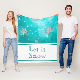 Manta Polar Invierno moderno y dulce copos de nieve Blue White