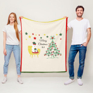 Manta Polar Invierno Nórdico Red White Cute Oso Feliz Navidad