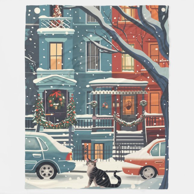 Manta Polar Invierno Nueva York retro  (Anverso)