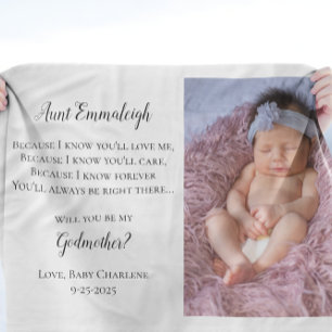 Manta Polar Invitación a la foto de la propuesta Be My GodMom
