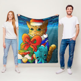 Manta Polar Invitado del gato del navidad