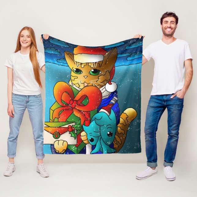 Manta Polar Invitado del gato del navidad (In situ)