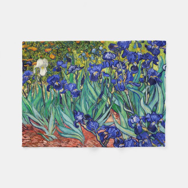 Manta Polar Irises de Vincent van Gogh (Frente (Horizontal))