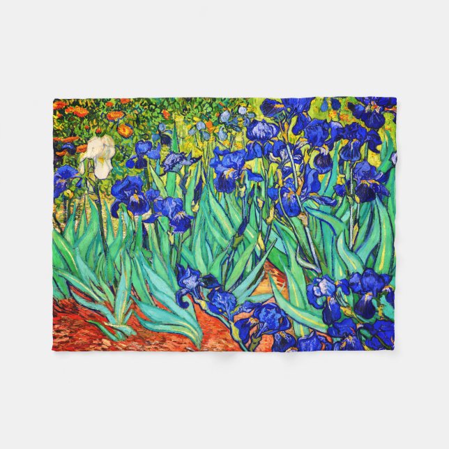 Manta Polar Irises de Vincent Van Gogh (Frente (Horizontal))