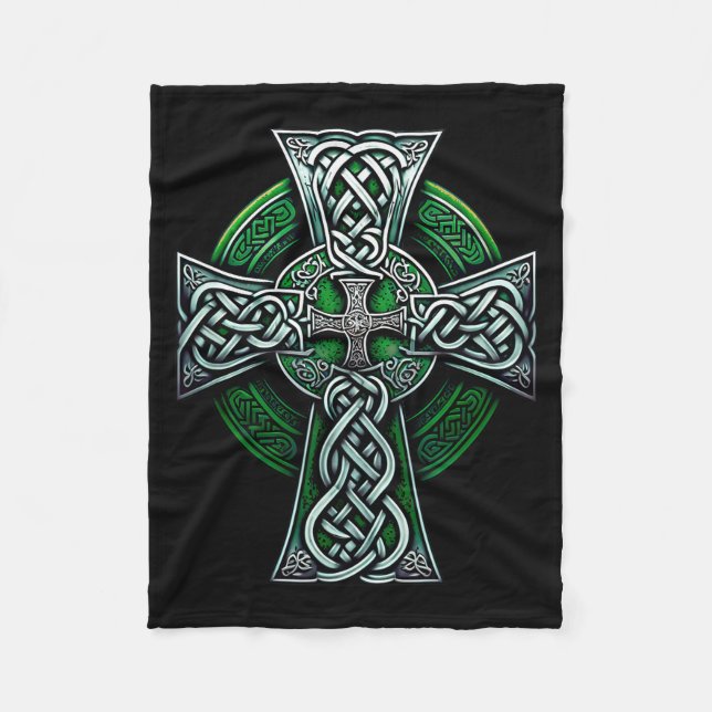 Manta Polar Irish Celtic Cross Knot Christian Holy Trinity Sco (Anverso)