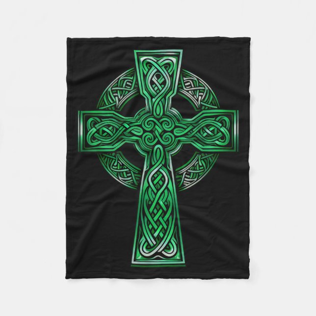 Manta Polar Irish Celtic Cross Knot Christian Holy Trinity Sco (Anverso)