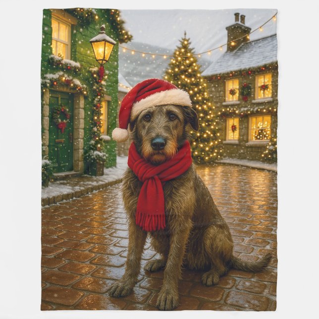 Manta Polar Irish Wolfhound Holiday  (Anverso)