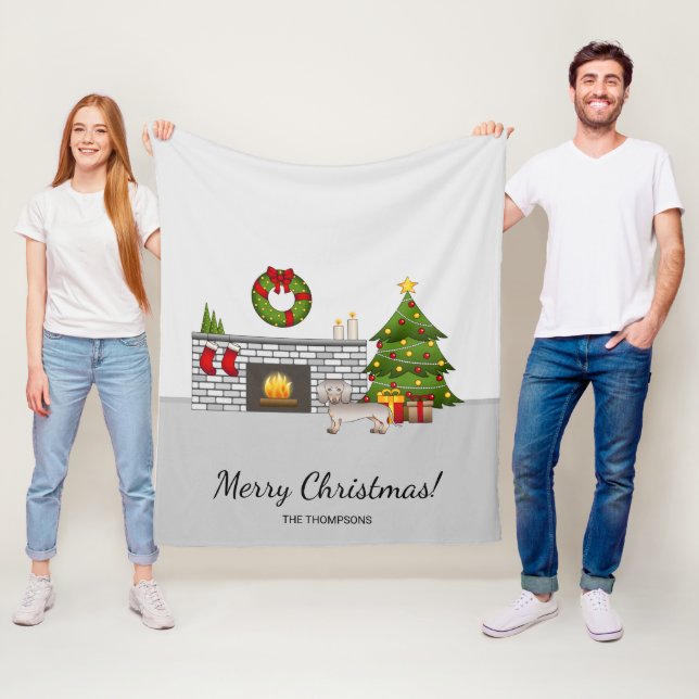 Manta Polar Isabella & Tan Smooth Coat Dachshund - Navidad (In situ)