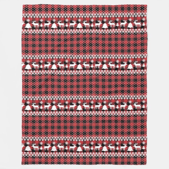 Manta Polar Isla Feria de Renos de Buffalo Plaid (Anverso)