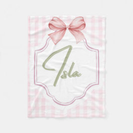Manta Polar Isla Personalizada Niña Bebé Nursery Bow&Gingham