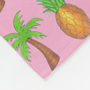 Manta Polar Isla Tropical Palm Tree Pineapple Flamingo Rosa