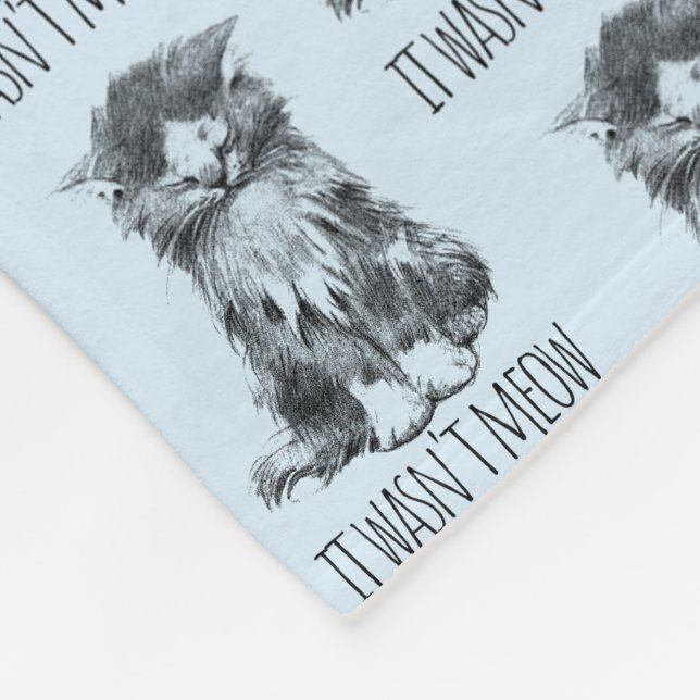 Manta Polar It Wasn't Meow Cute Fluffy Kitten Light Blue (Esquina)