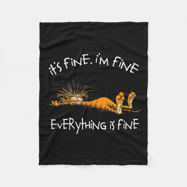 Manta Polar It's Fine I'm Fine Everything Is Fine Funny Cat Lo (Anverso)