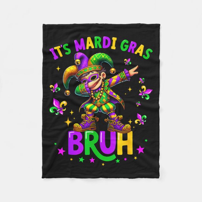 Manta Polar It's Mardi Gras Bruh Dabbing Leprechaun Jester New (Anverso)