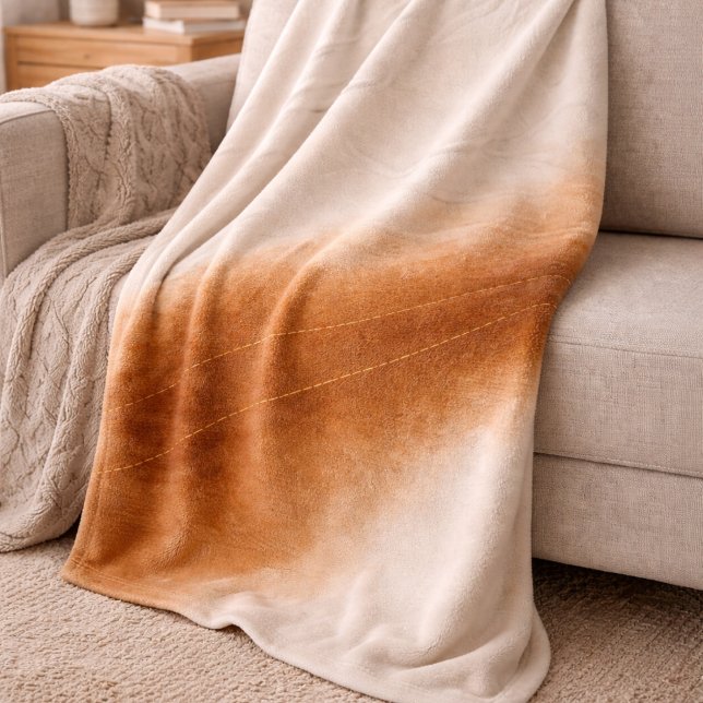 Manta Polar Ivory Brown Fade Fleece Blanket (Ivory fades into warm brown with subtle gold detail, bringing depth and balance to neutral spaces.)
