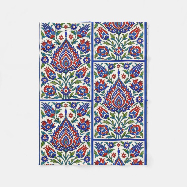 Manta Polar Iznik - Turkish Ottoman pattern with flowers tulip (Anverso)