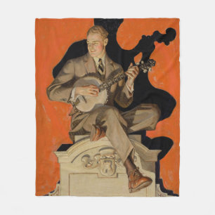 Manta Polar J.C. Leyendecker Músico de Banjo 1920 Arte Art Déc