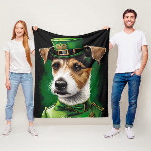 Manta Polar Jack Russell Dog con vestido de San Patricio