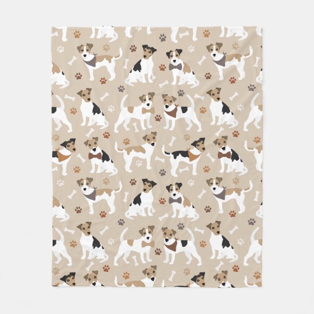 Manta Polar Jack Russell Terrier Paws and Bones Fleece Blanket (Anverso)
