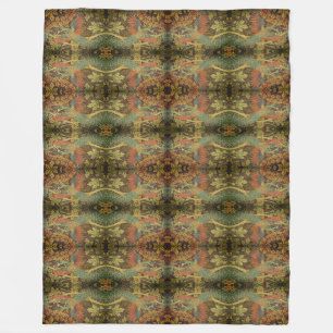 Manta Polar Jacquard Tr con flores de pavo real y hoja de robl