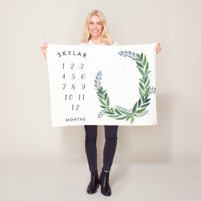 Manta Polar Jalón mensual del bebé esmeralda del verdor (In situ)