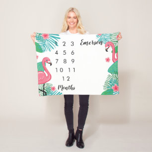 Manta Polar Jalón mensual del bebé rosado de los flamencos