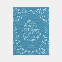 Manta Polar Jane Austen Orgullo y Prejuicio Amor Floral