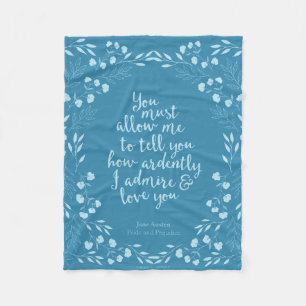 Manta Polar Jane Austen Orgullo y Prejuicio Amor Floral