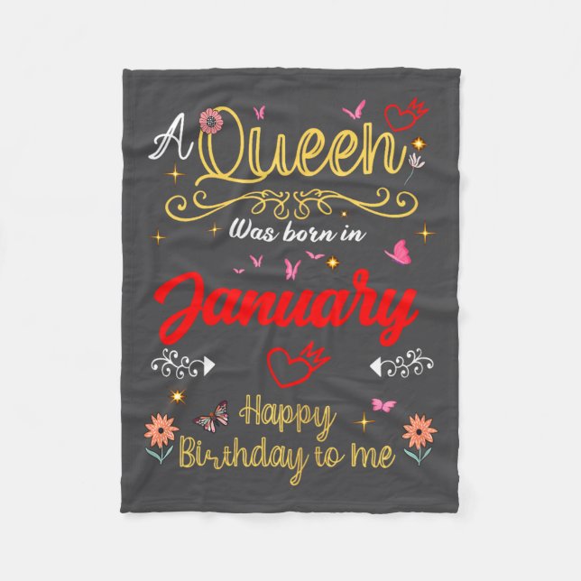 Manta Polar January Birthday A Queen Was Born In January Girl  (Anverso)