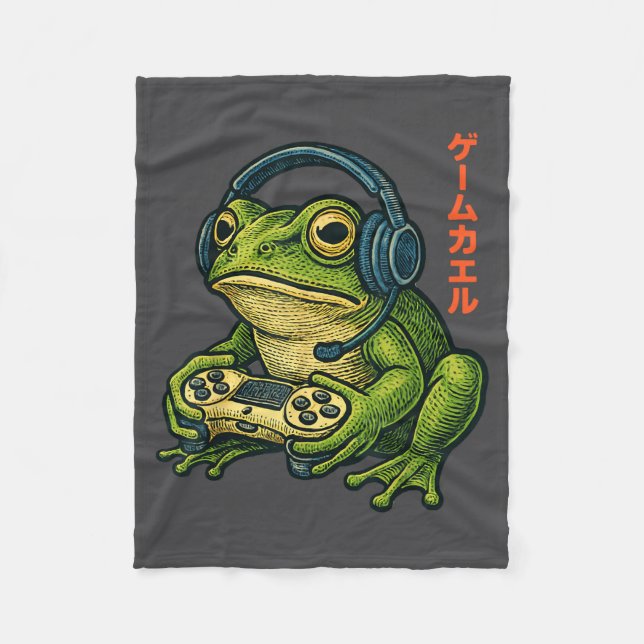 Manta Polar Japanese Gamer Frog Art Men Women Boys Funny Vinta (Anverso)