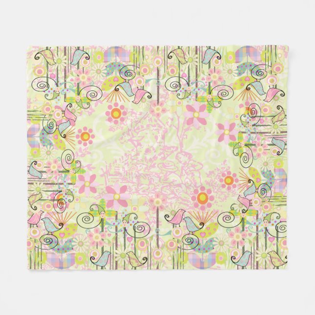 Manta Polar Jardín de encargo del pájaro de bebé (Frente (Horizontal))