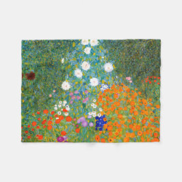 Manta Polar Jardín de flores por el vintage de Gustavo Klimt
