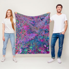Manta Polar Jardín de Follaje de Colores de Arcoíris Psicodéli