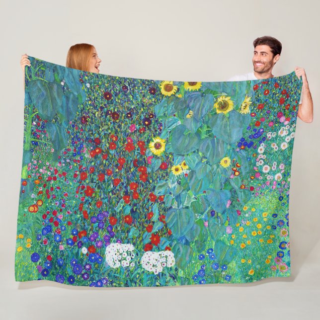 Manta Polar Jardín de granja con girasoles, Gustav Klimt (In situ)