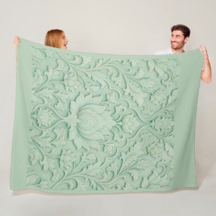 Manta Polar Jardín de Jade — Celadón Pálido Persa