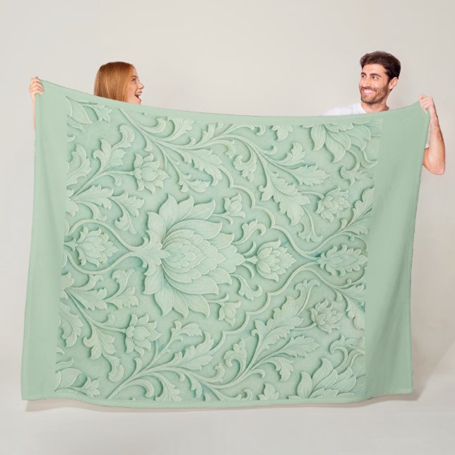 Manta Polar Jardín de Jade — Celadón Pálido Persa (In situ)