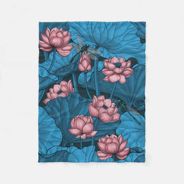 Manta Polar Jardín de lotos nocturnos (Anverso)