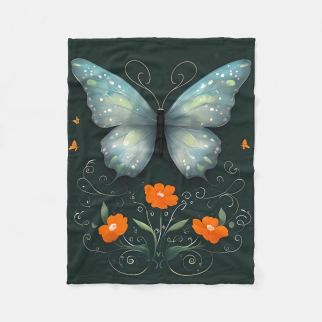 Manta Polar Jardín de mariposa mística (Anverso)