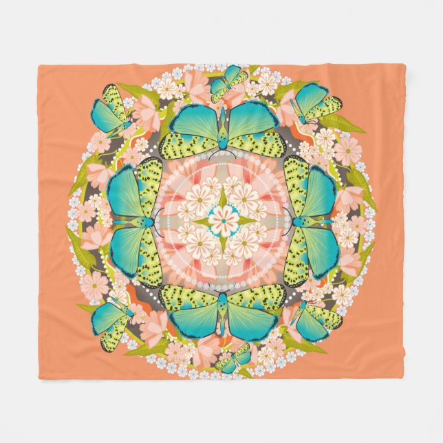 Manta Polar Jardín de mariposas (Frente (Horizontal))