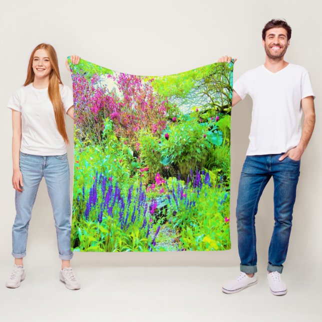 Manta Polar Jardín de paisaje de primavera verde con peonías (In situ)