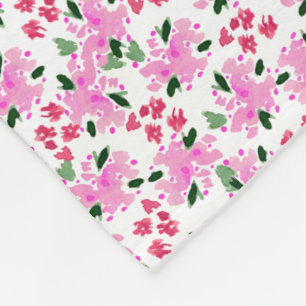Manta Polar Jardín floral de acuarela rosa de Fuchsia