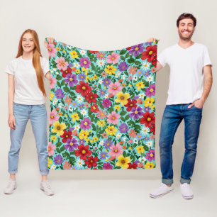 Manta Polar Jardín Floral de Patrón de Flores Silvestres Vibra