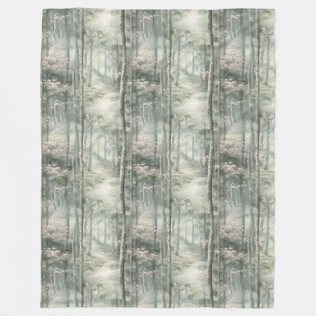 Manta Polar Jardín floral rosado encantado (Anverso)