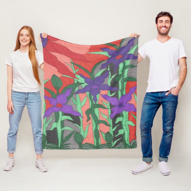 Manta Polar Jardín floral Twilight (In situ)