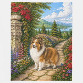 Manta Polar Jardín Inglés Shetland Sheepdog