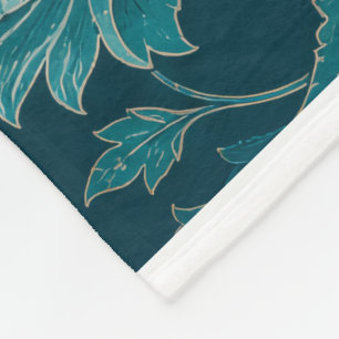 Manta Polar Jardín Persa Damasco Floral Teal de Lujo