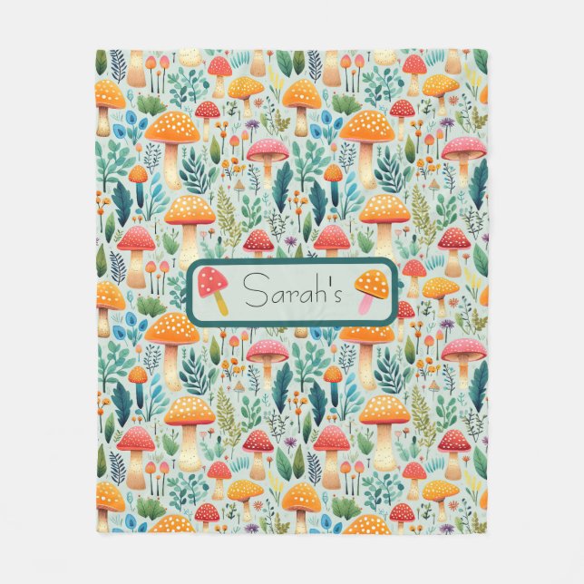 Manta Polar Jardín verde de los hongos (Anverso)